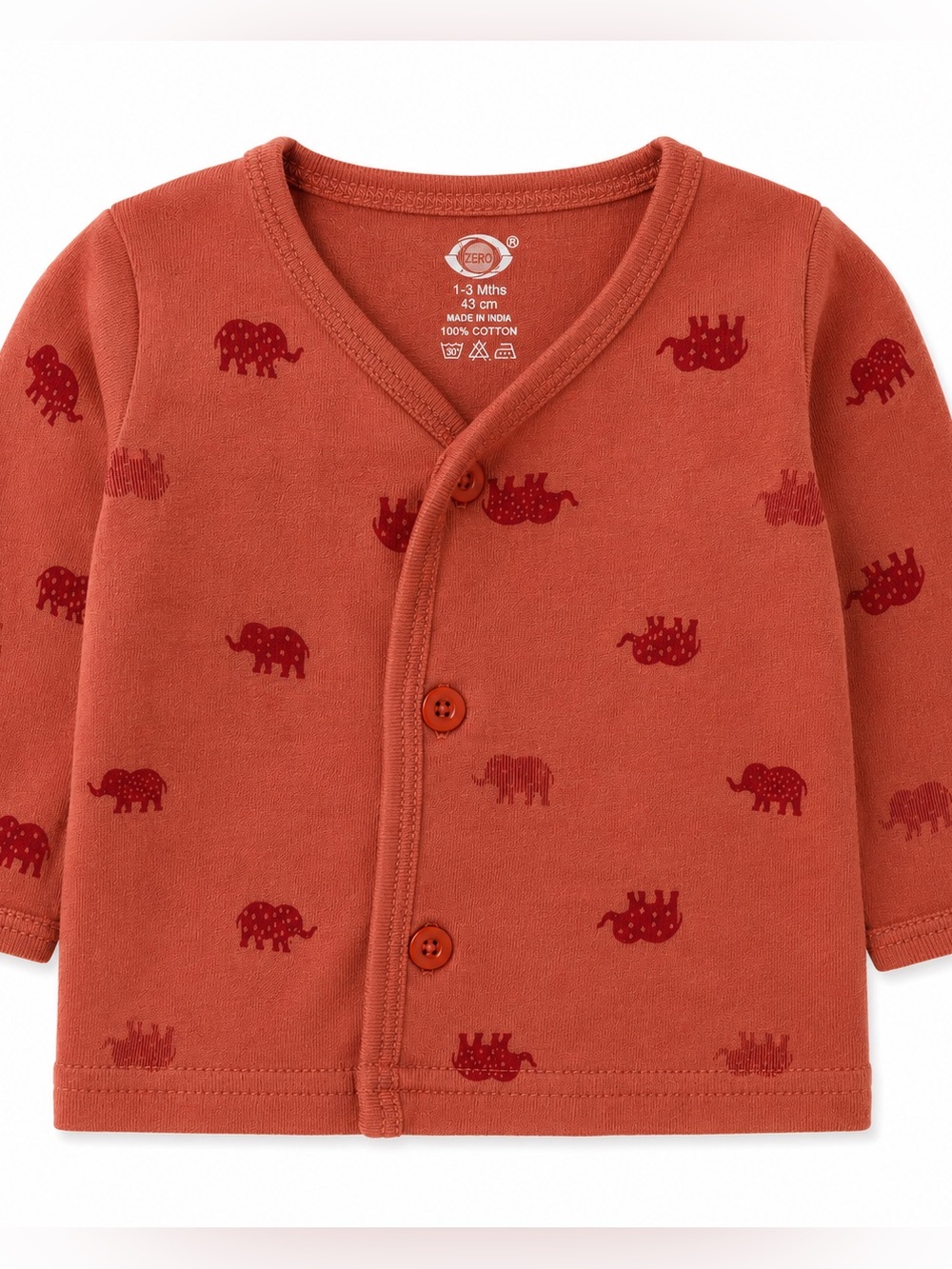 Baby Elephant Button-Front Cardigan - Rust
